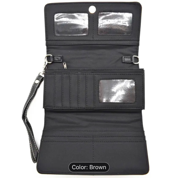 Brown Western Style Faux Leather Studded Shoulder Bag With Wallet - Picture 7 of 7